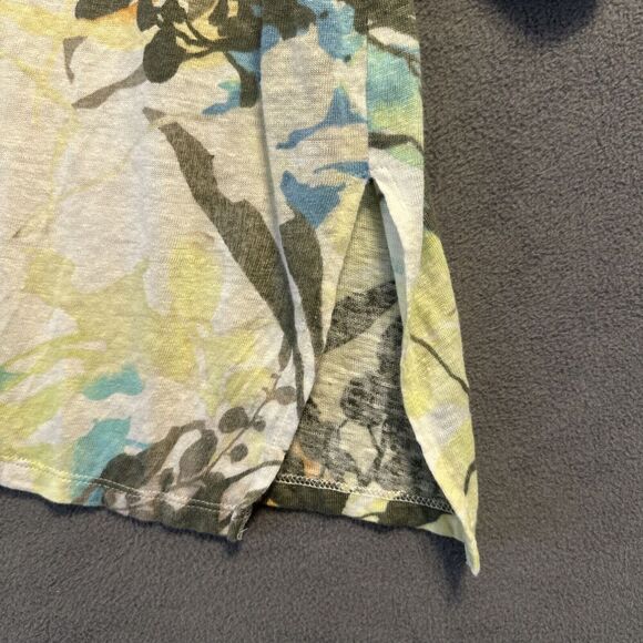 Chico's 100% Linen Floral V-Neck 3/4 Sleeve Shirt Size 3 (XL) Tropical Vacation - Picture 5 of 9